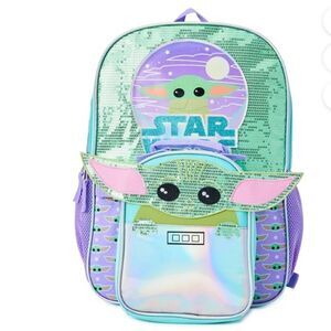 Star Wars Mandalorian Baby Yoda Girls 17" Laptop Backpack NWT